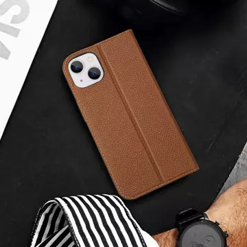 Dux Ducis Skin X2 etui do iPhone 14 pokrowiec z magnetyczną klapką brązowy