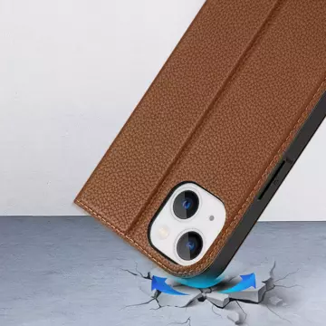 Dux Ducis Skin X2 etui do iPhone 14 pokrowiec z magnetyczną klapką brązowy