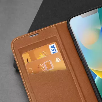 Dux Ducis Skin X2 etui do iPhone 14 pokrowiec z magnetyczną klapką brązowy