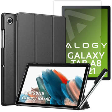 Etui Alogy Book Cover do Samsung Galaxy Tab A8 2021 SM-X200/SM-X205 Szary + Folia + Rysik