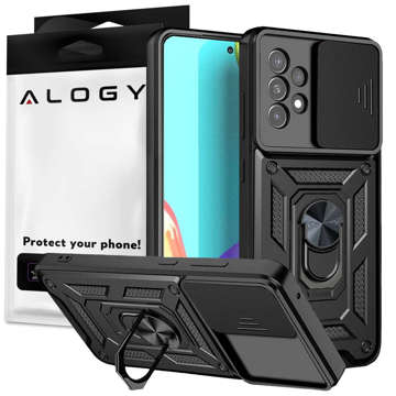 Etui Alogy Camshield Stand Ring z osłonką na aparat do Samsung Galaxy A73 / A73 5G + Szkło