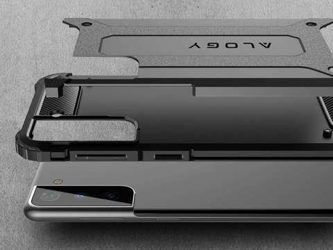 Etui Alogy Hard Armor do Samsung Galaxy S21 szare + Szkło