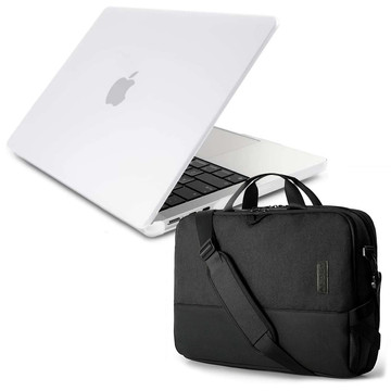 Etui Alogy Hard Case do Apple Macbook Air 13 2022 M2 Matowy Biały + Torba do 15.6"