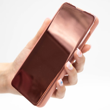 Etui Alogy Smart Clear View Cover z klapką do Samsung Galaxy A22 5G Różowe + Szkło