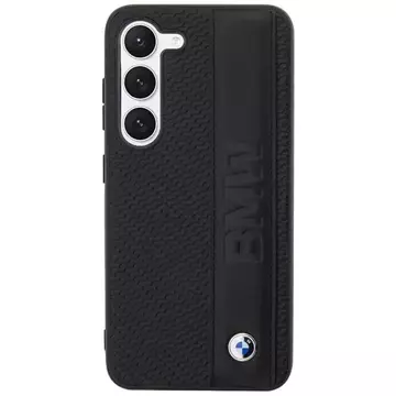 Etui BMW do Samsung Galaxy S23 HardCase Leather Textured & Stripe czarny