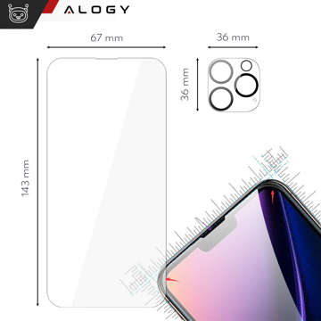 Etui Case do iPhone 14 Pro + zestaw 4 szkieł 5w1 pancerne 360 Alogy Hybrid 2x Szkło na ekran +2x obiektyw czarno-przezroczyste