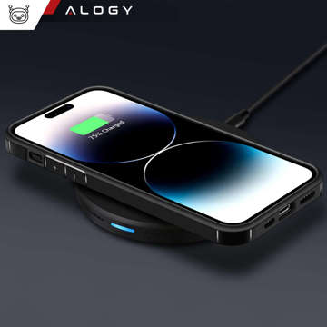 Etui Case do iPhone 14 Pro + zestaw 4 szkieł 5w1 pancerne 360 Alogy Hybrid 2x Szkło na ekran +2x obiektyw czarno-przezroczyste