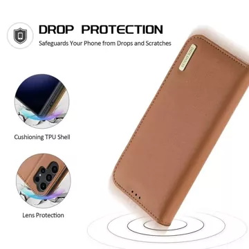 Etui DUX DUCIS Hivo - skórzane etui portfelik do Samsung Galaxy S24 Plus brązowe