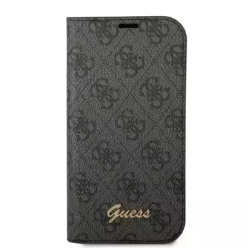 Etui Guess GUBKP14LHG4SHK do Apple iPhone 14 Pro 6,1" czarny/black book 4G Vintage Gold Logo