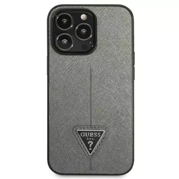 Etui Guess GUHCP14LPSATLG do Apple iPhone 14 Pro 6,1" srebrny/silver hardcase SaffianoTriangle Logo