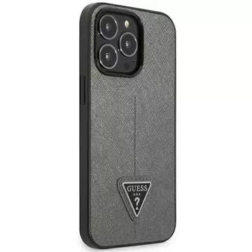 Etui Guess GUHCP14LPSATLG do Apple iPhone 14 Pro 6,1" srebrny/silver hardcase SaffianoTriangle Logo