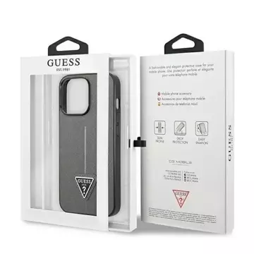 Etui Guess GUHCP14LPSATLG do Apple iPhone 14 Pro 6,1" srebrny/silver hardcase SaffianoTriangle Logo