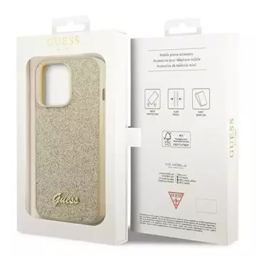 Etui Guess GUHCP14XHGGSHD do Apple iPhone 14 Pro Max 6,7" złoty/gold hard case Glitter Script