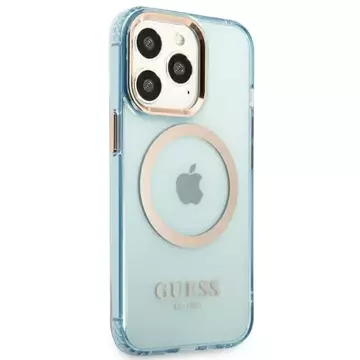 Etui Guess GUHMP13LHTCMB do iPhone 13 Pro / 13 6,1" hard case Gold Outline Translucent MagSafe