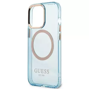 Etui Guess GUHMP13LHTCMB do iPhone 13 Pro / 13 6,1" hard case Gold Outline Translucent MagSafe