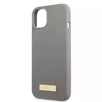 Etui Guess GUHMP13SSPLG do iPhone 13 mini 5,4" szary/grey hard case Silicone Logo Plate MagSafe