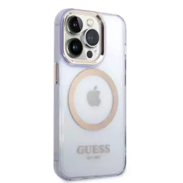 Etui Guess GUHMP14LHTCMU do iPhone 14 Pro 6.1" purpurowy/purple hard case Gold Outline Translucent MagSafe