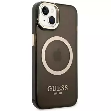 Etui Guess GUHMP14MHTCMK do Apple iPhone 14 Plus 6,7" czarny/black hard case Gold Outline Translucent MagSafe