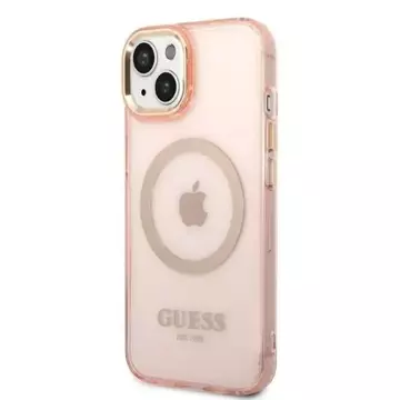 Etui Guess GUHMP14MHTCMP do Apple iPhone 14 Plus 6,7" różowy/pink hard case Gold Outline Translucent MagSafe