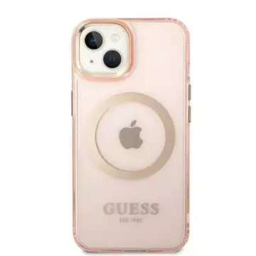 Etui Guess GUHMP14MHTCMP do Apple iPhone 14 Plus 6,7" różowy/pink hard case Gold Outline Translucent MagSafe