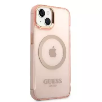 Etui Guess GUHMP14MHTCMP do Apple iPhone 14 Plus 6,7" różowy/pink hard case Gold Outline Translucent MagSafe