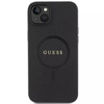 Etui Guess GUHMP15SPSAHMCK do iPhone 15 6.1" czarny/black hardcase Saffiano MagSafe