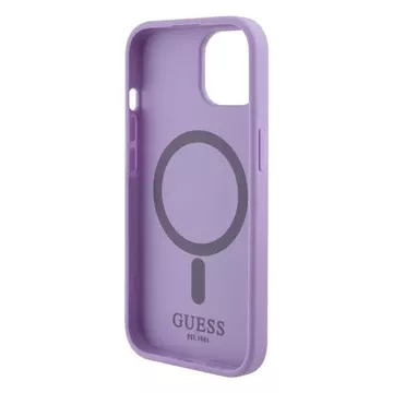 Etui Guess GUHMP15SPSAHMCU do iPhone 15 6.1" fioletowy/purple hardcase Saffiano MagSafe