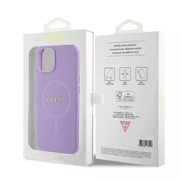 Etui Guess GUHMP15SPSAHMCU do iPhone 15 6.1" fioletowy/purple hardcase Saffiano MagSafe