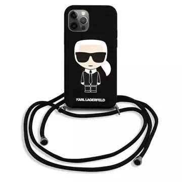 Etui Karl Lagerfeld KLHCP12LWOSLFKBK do iPhone 12 Pro Max 6,7" hardcase Silicone Cord Iconik