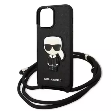 Etui Karl Lagerfeld KLHCP13XCMNIPK do iPhone 13 Pro Max 6,7" hardcase Leather Monogram Patch and Cord Iconik