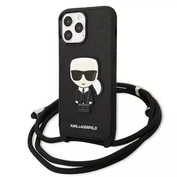 Etui Karl Lagerfeld KLHCP13XCMNIPK do iPhone 13 Pro Max 6,7" hardcase Leather Monogram Patch and Cord Iconik