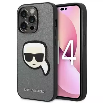 Etui Karl Lagerfeld KLHCP14XSAPKHG do iPhone 14 Pro Max 6,7' hardcase Saffiano Karl`s Head Patch srebrny/silver 