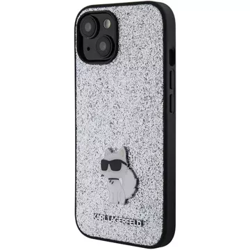 Etui Karl Lagerfeld KLHCP15SGCNPSG do iPhone 15 6.1" srebrny/silver hardcase Fixed Glitter Choupette Logo Metal Pin