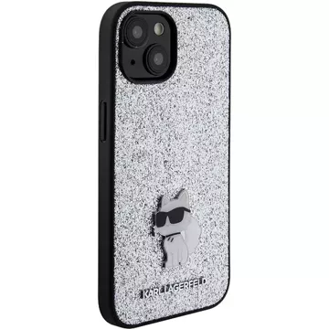 Etui Karl Lagerfeld KLHCP15SGCNPSG do iPhone 15 6.1" srebrny/silver hardcase Fixed Glitter Choupette Logo Metal Pin