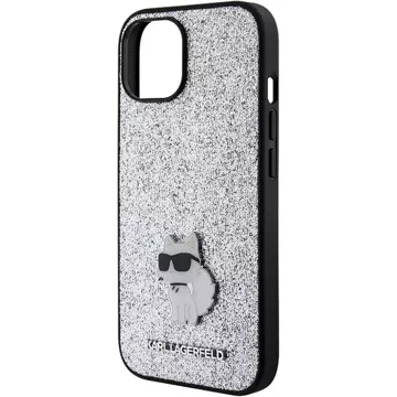 Etui Karl Lagerfeld KLHCP15SGCNPSG do iPhone 15 6.1" srebrny/silver hardcase Fixed Glitter Choupette Logo Metal Pin