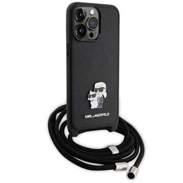 Etui Karl Lagerfeld KLHCP15XSAKCPSK do iPhone 15 Pro Max 6.7" hardcase czarny/black Crossbody Saffiano Metal Pin Karl & Choupette