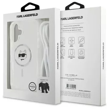 Etui Karl Lagerfeld do iPhone 16 6.1" Magsafe Hardcase Transparent IML Choupette Head & Cord