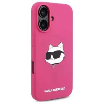 Etui Karl Lagerfeld do iPhone 16 6.1" Różowe/Fuksja hardcase Silicone Choupette Head Print MagSafe