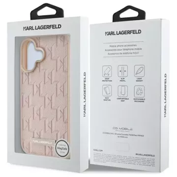 Etui Karl Lagerfeld do iPhone 16 6.1" Różowy Magsafe Hardcase Hot Stamp 