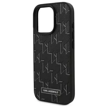 Etui Karl Lagerfeld do iPhone 16 Pro 6.3" Czarny MagSafe Hardcase Leather Monogram Metal Logo 