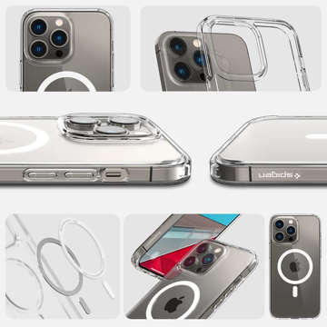 Etui Spigen Ultra Hybrid Mag do MagSafe do Apple iPhone 14 Pro White + Kabel 1m Lightning