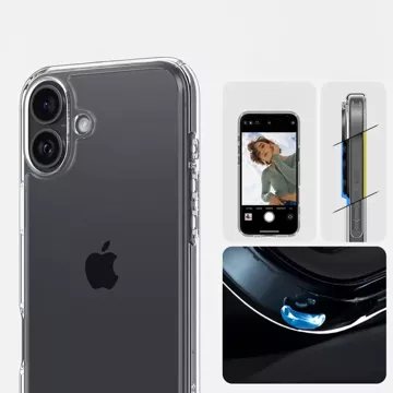 Etui + Szkło Spigen Ultra Hybrid do Apple iPhone 16 obudowa ochronna case na telefon Crystal Clear