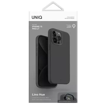 Etui UNIQ Lino Hue do iPhone 15 Pro Max 6.7" Magclick Charging szary/charcoal grey