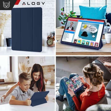 Etui do Apple iPad 10.2 9 gen 8/7 2021/2020/2019 Smart Pencil Case Alogy TPU obudowa na tablet Granatowe + Szkło