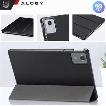 Etui do Lenovo Tab K11E / M11 10.95" TB330FU / TB330XU / TB331FC Book Case Cover z klapką obudowa futerał pokrowiec Alogy Czarne + Szkło + Rysik