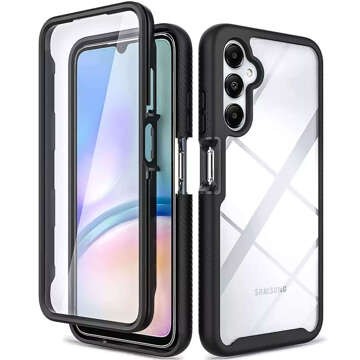 Etui do Samsung Galaxy A05s pancerne obudowa + ochrona osłona na ekran Case 360 Defense czarno-przezrooczyste