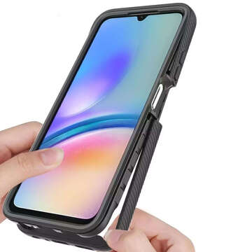 Etui do Samsung Galaxy A05s pancerne obudowa + ochrona osłona na ekran Case 360 Defense czarno-przezrooczyste