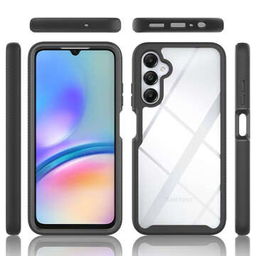 Etui do Samsung Galaxy A05s pancerne obudowa + ochrona osłona na ekran Case 360 Defense czarno-przezrooczyste