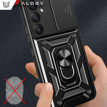 Etui do Samsung Galaxy A35 5G pancerne Slide Case Ring obudowa ochrona aparatu Camshield Alogy czarne