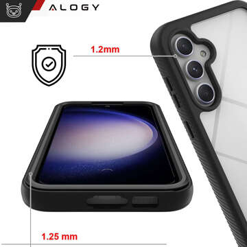 Etui do Samsung Galaxy S24 pancerne obudowa + folia na ekran hydrożelowa Case 360 Defense Pro Alogy czarne